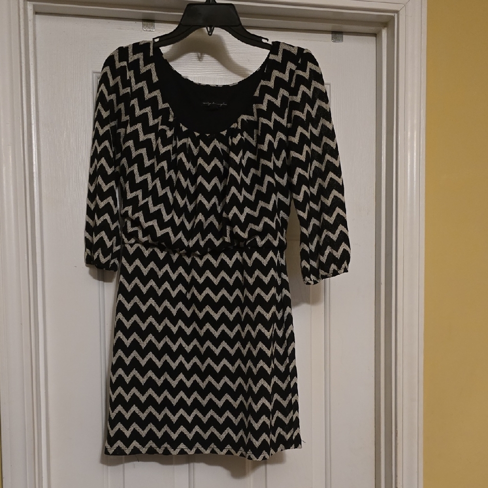 City Triangles Black and White Zigzag Mini Dress